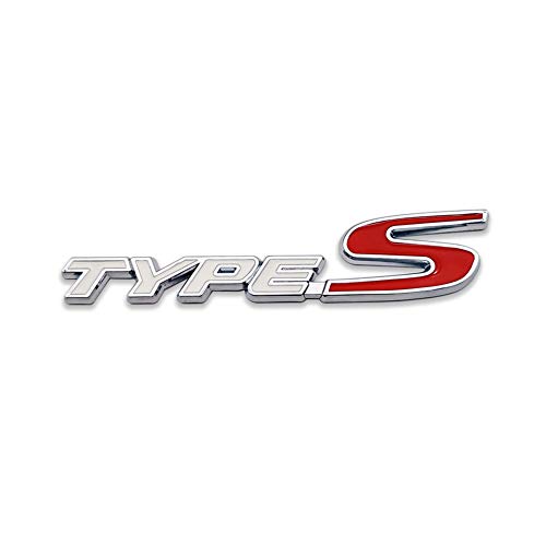 Stemma per griglia anteriore dell'auto, in metallo cromato, logo tipo S, 3D Racing Sport Turbo Power (bianco e rosso)