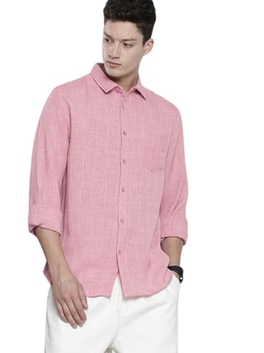 Image of The Indian Garage Co Men Slim Fit Vertical Striped Long Sleeves Casual Shirt