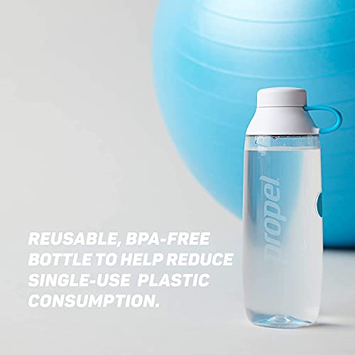 Propel 20Oz Reusable Bottle, Bpa Free, Impact Resistant, On-The-Go Strap, Dishwasher Safe, White + Propel Powder Packets Four-Flavor Variety Pack With Electrolytes, Vitamins And No Sugar (50 Count) #TOP3