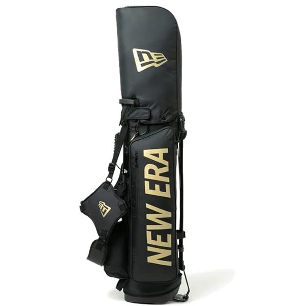 New Era キャディバッグ ブラック/ゴールド キャディーバッグ スタンド式 ワードマークロゴ ブラック