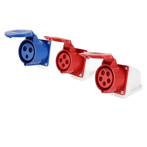 5/10 PCS �Y�Ɨp�v���O 3P/4P/5P �d�C�R�l�N�^ 16A/32A/63A/125A IP44/IP67 �ǎ��t���\�P�b�g �p�l�����t���\�P�b�g(32A Wall Mounted,10 PCS-5P)