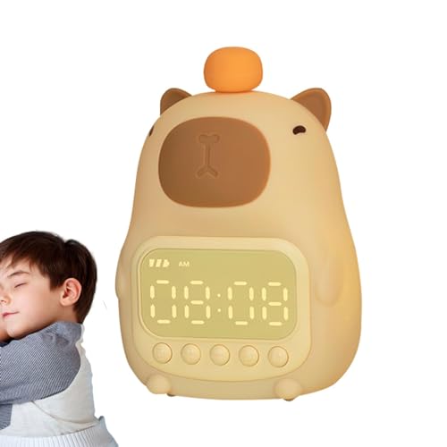 EsEico Kids Alarm Clock - Cute Bedside Alarm Clock | Capybara Night Light | Kids Sleep Trainer | Digital Alarm Clock for Bedrooms| Cute Night Light for Kids Girls Boys, Refer to description, Yellow