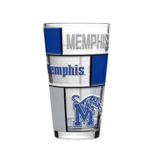 Image of Logo Brands NCAA oz Stained Glass Pint Glass - 3D Embossed Logo & Bold Team Colors - Durable Sports Fan Beer Glass for Home, Bar & Tailgates