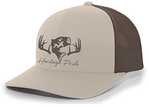 Image of Heritage Pride Deer Hunting Fishing Duck Hunt Mens Embroidered Mesh Back Trucker Hat