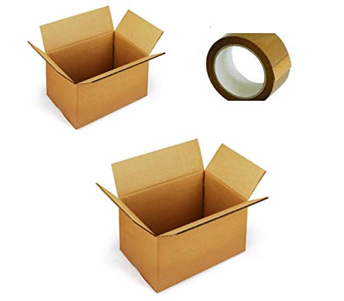 Kit E-commerce et déménagement : 10 grandes boîtes en carton robustes 60 x 40 x 40 cm + 10 boîtes en carton moyen 50 x 30 x 30 cm avec 1 ruban adhésif Havane Cover