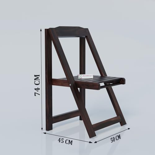 Image of Jangid Handicraft Sheesham Wood Folding Chair for Living Room | Wooden Contemporary Foldable Resting Comfort Adults Chair for Balcony & Hall | Rosewood, Walnut Finish