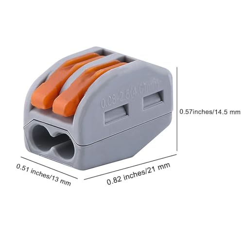 Image of ROBOWAY 14Pcs PCT-212 Wire Connectors, 2 Way Lever Compact Electrical Conductor Terminal Blocks, Quick Wiring Push-In Connector for 24-12 AWG Solid & Stranded Wires, Flame Retardant (Pack of 14)
