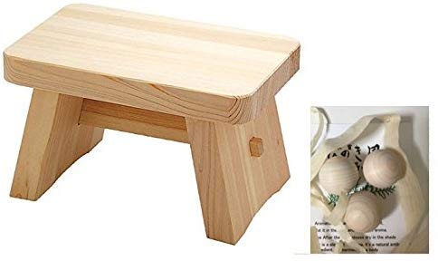 Youbi Made in Japan Onsen Goods Hinoki Pure Wood Bath Stool 6.2inch Tall 12401