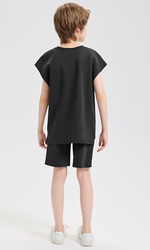 Image of DANI CHINS Boys Loose Athletic Shirt and Shorts Set Kid Outfit with Pockets