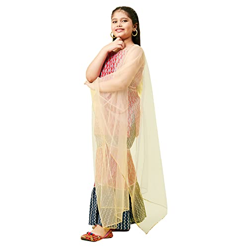 Image of StyloBug Girl's Printed Sleeveless Kurti with Sharara Set Ethnic Wear Dress for Girls