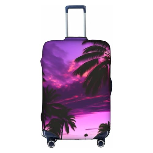 Housse de valise imprimé palmier violet M pour bagage de voyage de 45 à 81 cm
