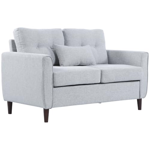 HOMCOM Sofá de 2 Plazas Tapizado en Lino de Salón 140x78x83 cm Gris Claro