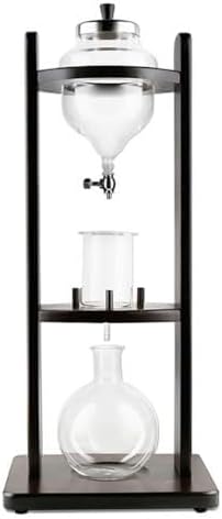 Cold Brew Drip Tower Coffee Maker,Iced Coffee Brewer with Wooden Stand, Adjustable Water Flow for Cold Extracted Coffee, for Home Café Use
