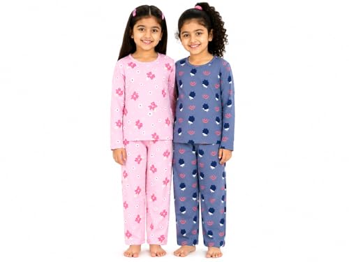 Image of NammaBaby Girl's Cotton Graphic Print Night Suit and Payjama Set - Multipack