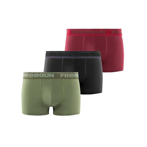Boxer Homme Coton, Caleçon Homme Hypoallergénique & Doux (Lot de 3), Rouge Taille L