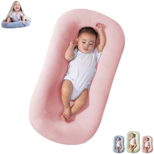 Saanerueen Baby Lounger, Baby Lounger Pillow for Newborn, Infant Lounger for Baby Rest and Activity (Pink)