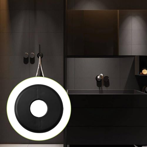 UFURMATE Rohr-Wandabdeckungen, 2 Stück, 2,5 cm, Kunststoff, runde Rosettenplatten, selbstklebende Rohrplattenabdeckungen, dekorative Duschrohrabdeckungen, Innendurchmesser 28 mm (schwarz)