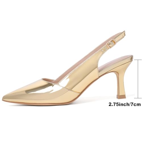 Image of Mostrin Kitten Heels for Women Slingback Pointed Closed Toe Heels Women's Pumps Shoes for Wedding, Party, Commuting