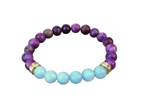 Sugilite bracelet with Aquamarine