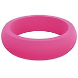 QALO Women's Rubber Silicone Ring, Classic Pick Axe Q2X Silicone Wedding Ring for Women, Breathable, Durable Engagement Silicone Band, 5.5mm Wide 2.5mm Thick, Pink, Size 5