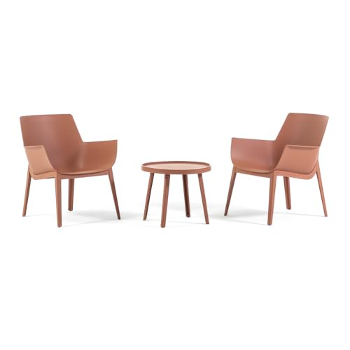 SIEDITI FUORI E DENTRO Lot de 2 fauteuils avec table basse de jardin extérieure en polypropylène renforcé de fibre de verre, pour piscine, fauteuils de...