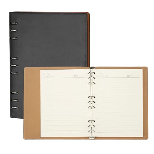 PATIKIL B5 Nachfüllbares Leder-Notizbuch, 9-Ring-Hardcover-Binder-Notizbuch 96 Blätter für Geschäftsbüro Studium Schreibjournal Persönlicher Planer, Schwarz