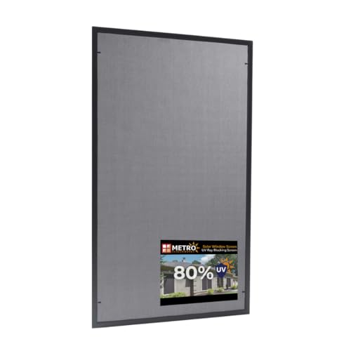 Custom Solar Screens for Windows Exterior 80% Shade - Pre-Framed Solar Window Screen Mesh - Home Improvement for Reduced Glare & Heat - UV Blocker Fabric - Fully-Assembled & Ready to Install