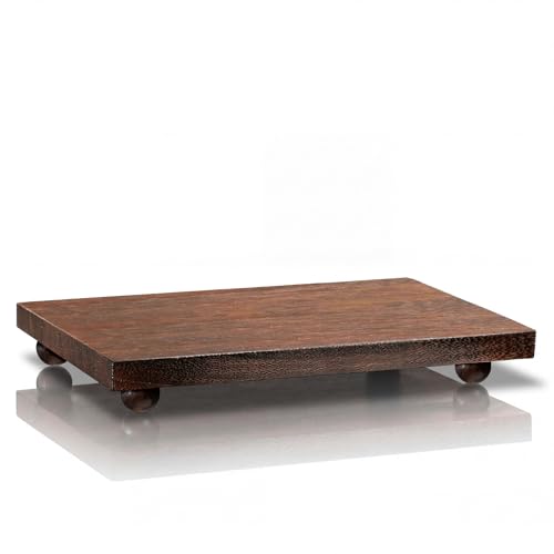 Duseu Wood Pedestal Stand 12 x 7 Inch Farmhouse Wooden Riser for Kitchen