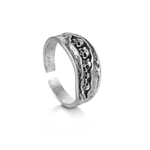 Bague locomotive style crâne vintage en relief pour amateurs de punk