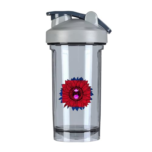 Vintage Sunflower Nepalese Flag 18 Ounce Shaker Cup,Fashion Theme Pattern Shaker Bottle Leak-proof Workout Shake Bottles 500ML/18 oz Perfect for Pre Workout Gray 0