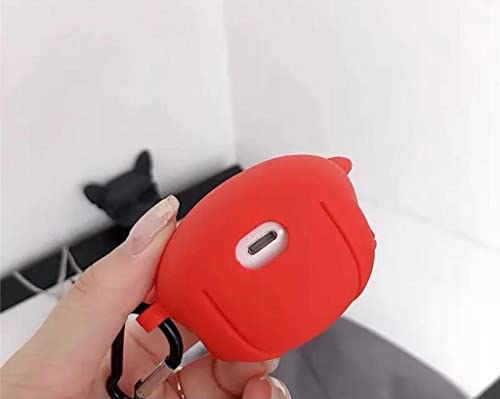 Image of for Airpods Pro 2019 Pouch Case Cover Headphones Soft Silicone Cartoon Character Cover with Keychain, 360-degree Protection (Red Bulldog)