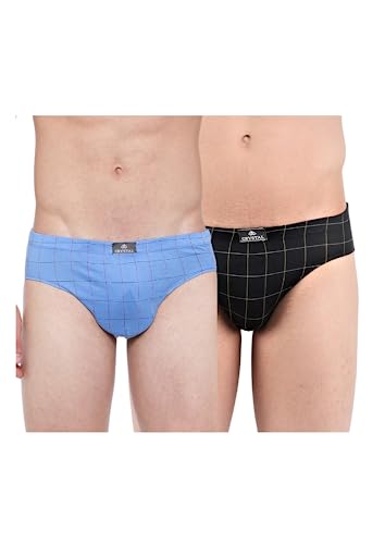 Image of Crystal Italia Brief Men's Super Combed Cotton Checkered Brief with Concealed Waistband | Assorted | (Pack of 2)