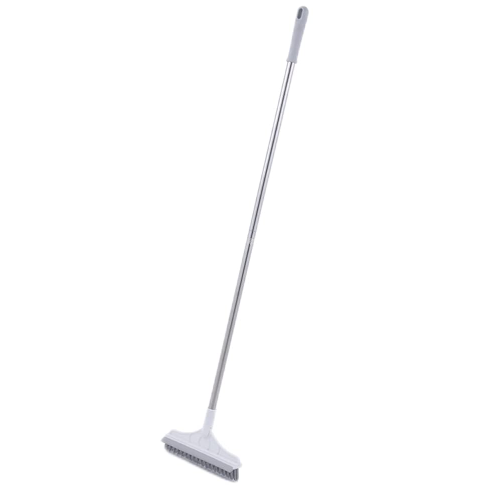 Floor Scrub Brush Long Handle Stiff Bristle Cleaning Scrubber for Patio Bathroom Garage Kitchen Wall Deck Tub Tile Cleaning, White
