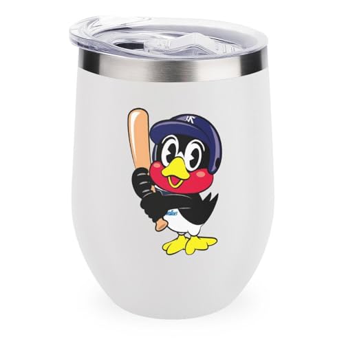 ワインタンブラー つば九郎day 東京ヤクルトスワローズ 野球応援 卵殻カップ タンブラー 350ml U字型 コーヒーカップ 蓋付き ステンレス製 魔法瓶 保冷 保温 水筒 直飲み 応援グッズ プレゼント