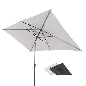 Doppler Sonnenschirm für den Garten Jack 300x200cm in Hellgrau - Rechteckiger Sonnenschirm für Balkon & Terrasse - Schirm knickbar - Großer Balkonsonnenschirm - Kippbarer Kurbelschirm