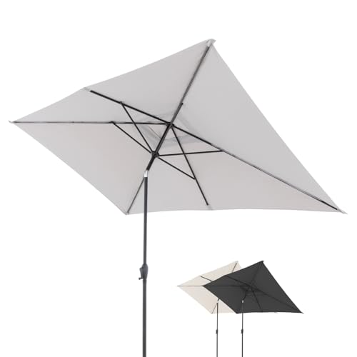 Doppler Sonnenschirm für den Garten Jack 300x200cm in Hellgrau - Rechteckiger Sonnenschirm für Balkon & Terrasse - Schirm knickbar - Großer Balkonsonnenschirm - Kippbarer Kurbelschirm