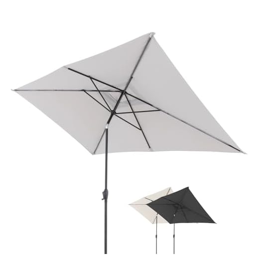 Doppler Sonnenschirm für den Garten Jack 300x200cm in Hellgrau - Rechteckiger Sonnenschirm für Balkon & Terrasse - Schirm knickbar - Großer Balkonsonnenschirm - Kippbarer Kurbelschirm