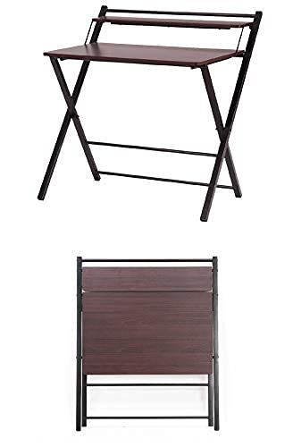 Image of Expresso Adjustable Multipurpose Foldable Computer Desk Table for Study Home Office Folding Laptop Table Writing Desk Compact Study Reading Table Small Spaces Brown