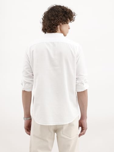 Image of WROGN Men's White Slim Fit Mandarin Collar Shirt