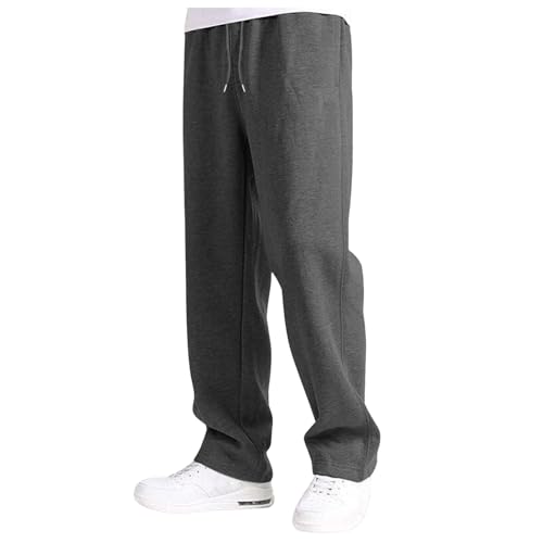 Men's Sweatpants Baggy Open Bottom Casual Drawstring Trousers Straight Leg Lounge Workout Athletic Joggers with Pockets3