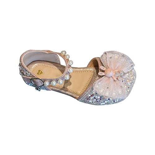 Girls' Princess Shoes Summer Children's Sole Shoes Pearl Decoration Fashion Girls' Bow Princess Girls Wedges