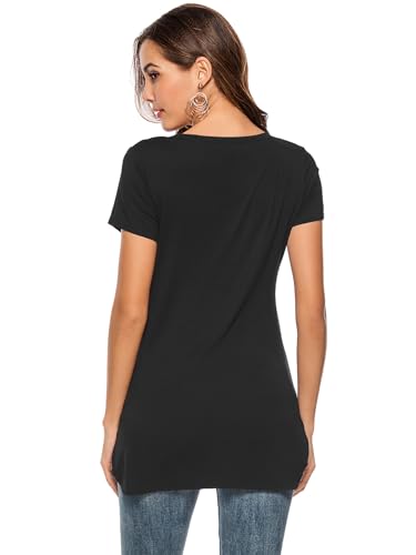 Florboom Womens Casual Tunic Tops Short/Long Sleeve Tshirts Scoop Neck Long Shirt Fitted Tees2