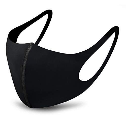 Unisex Dry Fit Tech Face Mouth Protective Washable Reusable Double Fabric Layers Quick Dry Sports Made In Korea (Pack of 3, Black)