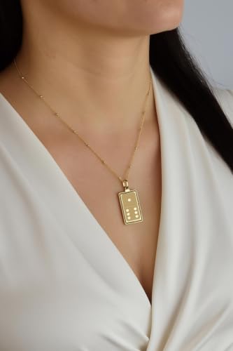 Collier en argent sterling 925 doré avec pendentif domino fait main unique