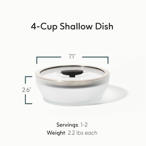 Anyday 4-Cup Microwave Cookware & Glass Container with Glass Lid, Plastic-Free Shallow Food Storage | Stackable Airtight Steamer with Vented Lid for Microwave-Safe Reheating, Steaming Vegetables by Anyday - Image 2