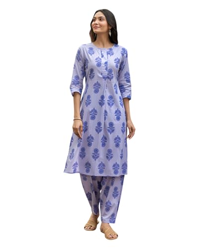 Image of Yashika Women's Cotton Blend Trendy Regular Fit Solid Printed Kurti with Stright Bottom |Kurti Set for Women