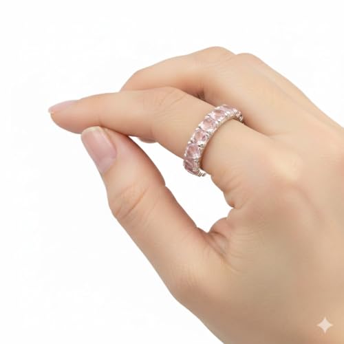 Image of 55Carat Choose Your Color Natural Gemstone Sterling Silver Band Ring Birthstone Friendship Love Size 5-13