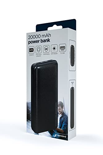 Gembird Pb20-02 Power Bank Lithium Polymer (Lipo) 20000 Mah Black