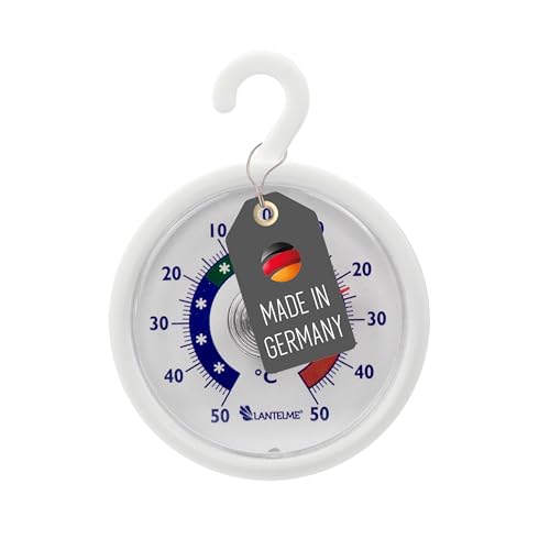 Lantelme Termómetro para frigorífico, indicador de temperatura + – 50 °C, con gancho para colgar, para congelador, frigorífico, mostradores frigoríficos, termómetro analógico, fabricado en Alemania