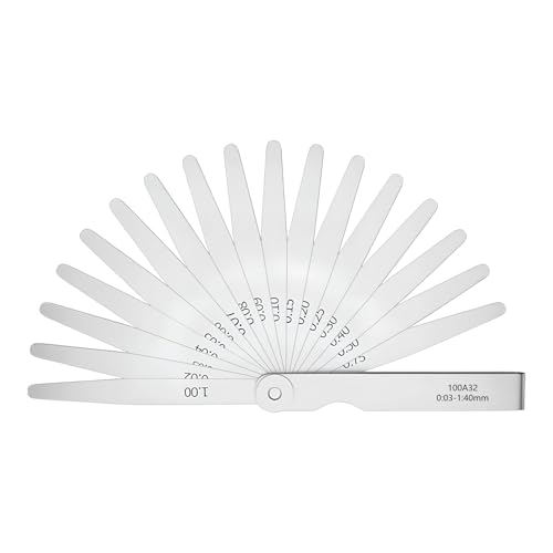 32 Lames Jauge d'Épaisseur, jeu de cale 0,03-1,00mm/0,001-0,04